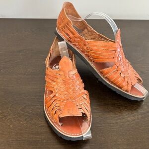 Edward McCann Handcrafted Traditional Mexican Hurache Sandals 100% Leather Mens